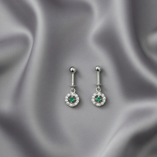 Elegant Green Halo Drop Earrings