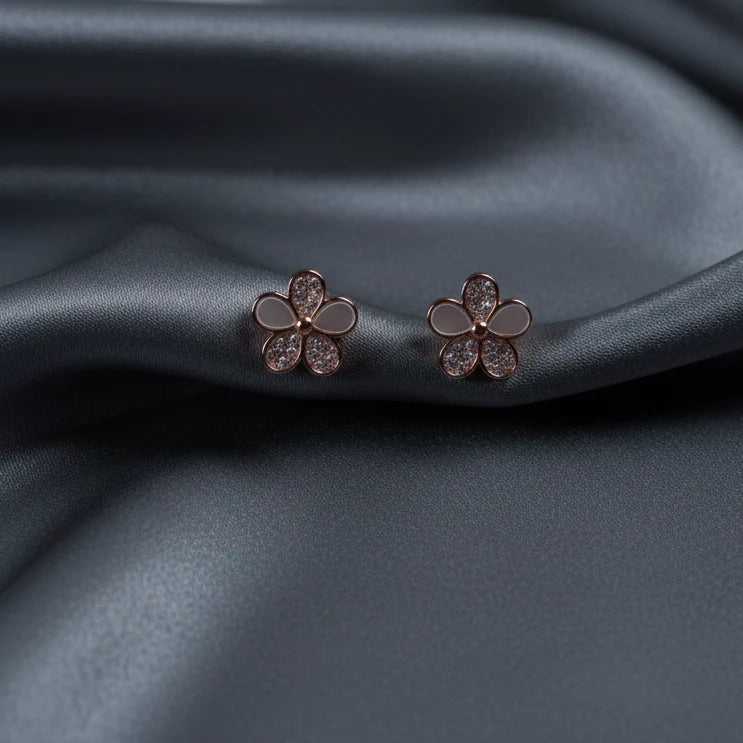 rose gold blossom stud earrings