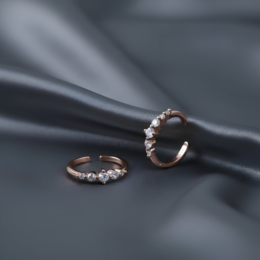 rose gold crystal toe-rings