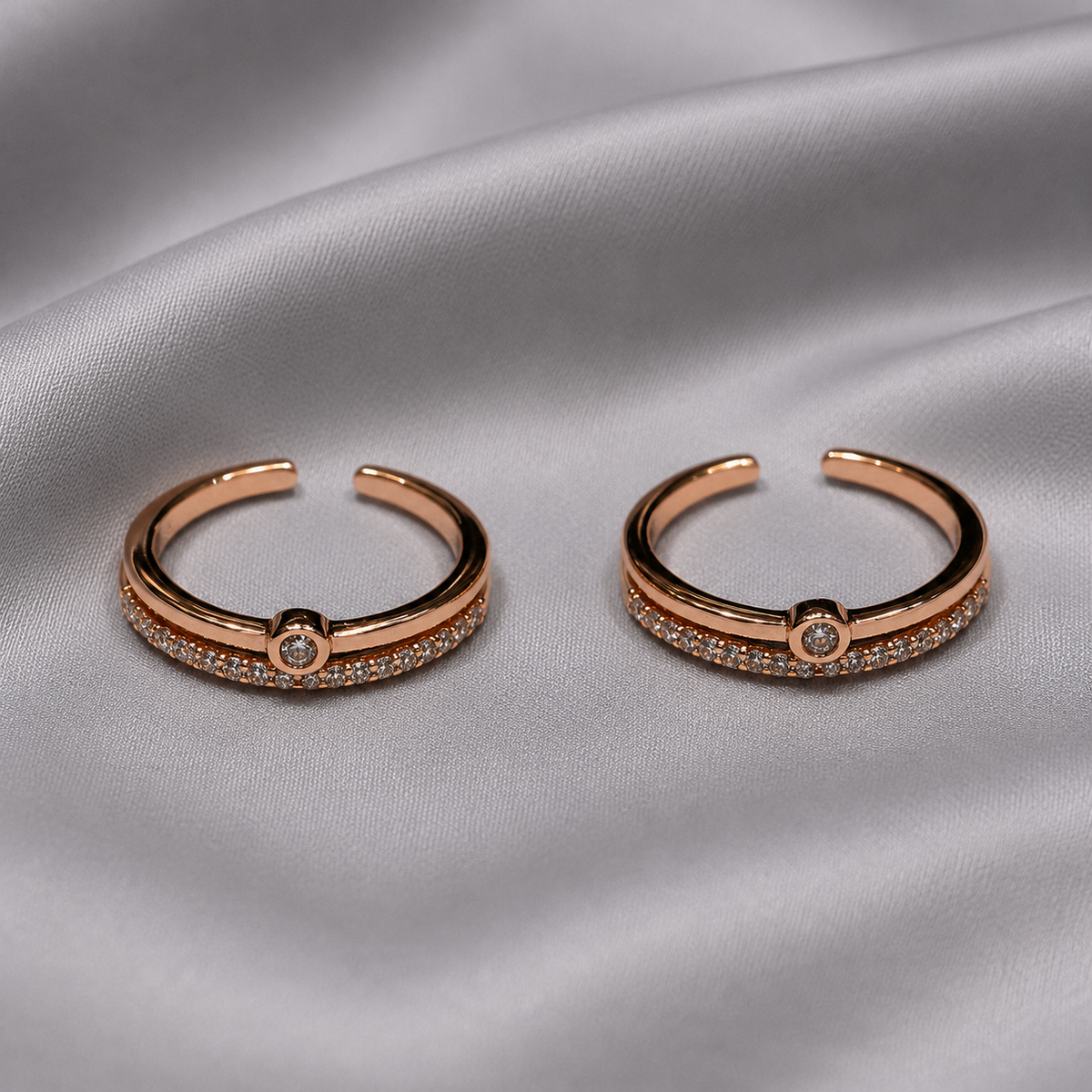 925 silver adjustable metti in rose gold