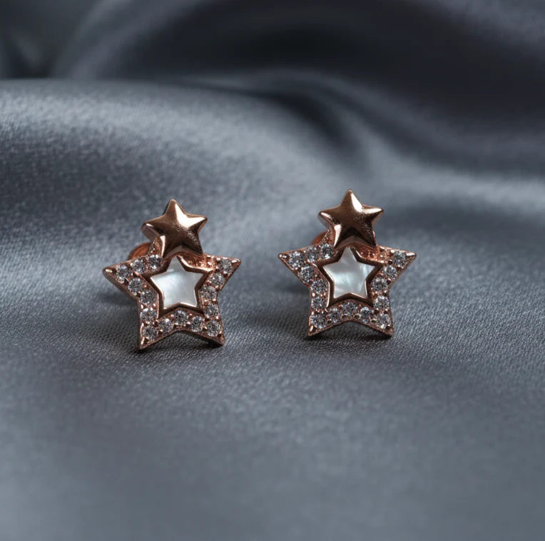 elegant celestial rose gold studs