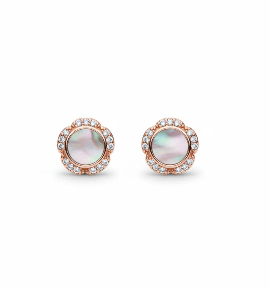 crystal accented rose gold earrings