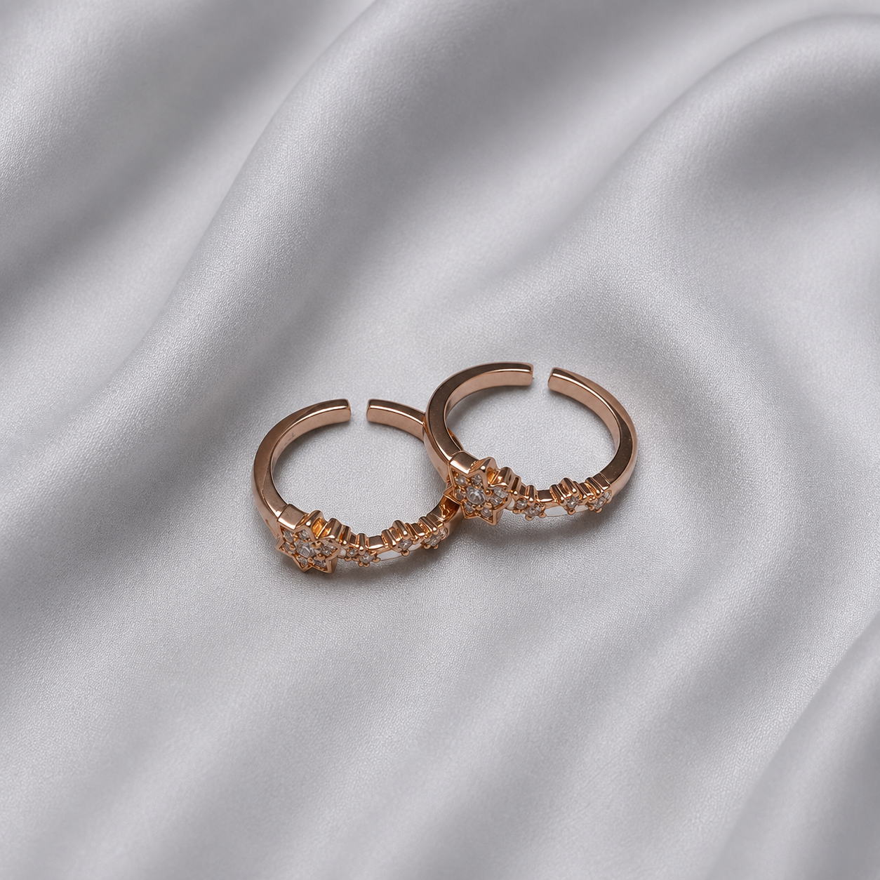 rose gold toe ring with stars