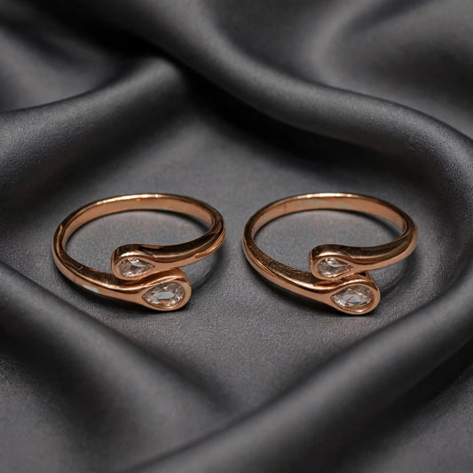 rose gold toe ring pair