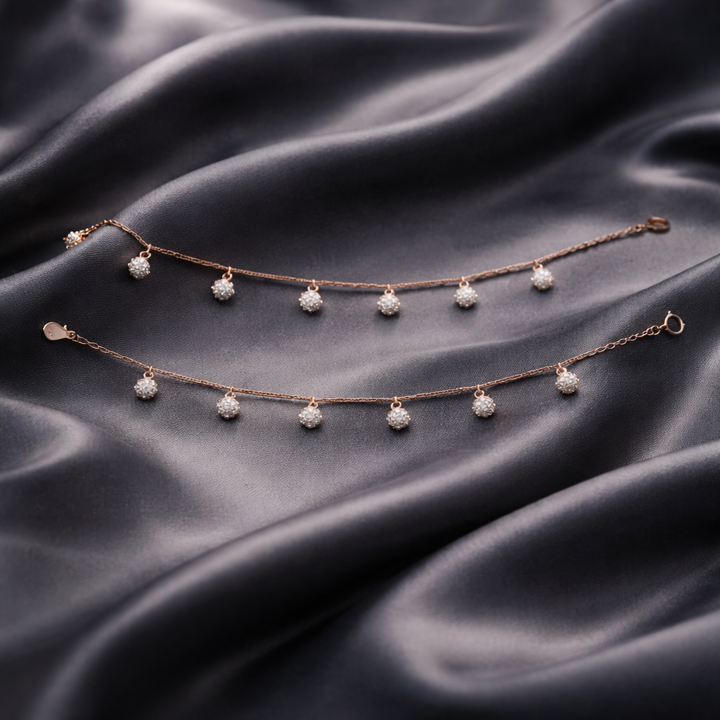 silver rose gold anklet