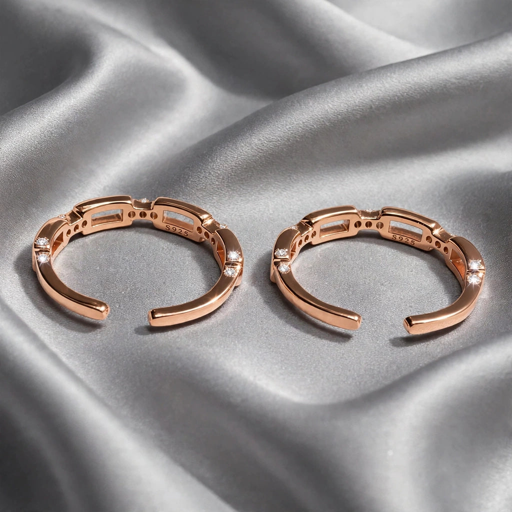 925 Silver Rose Gold Open-Style Stone Toe Ring