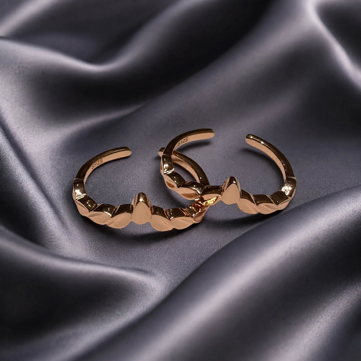 rose gold toe ring pair
