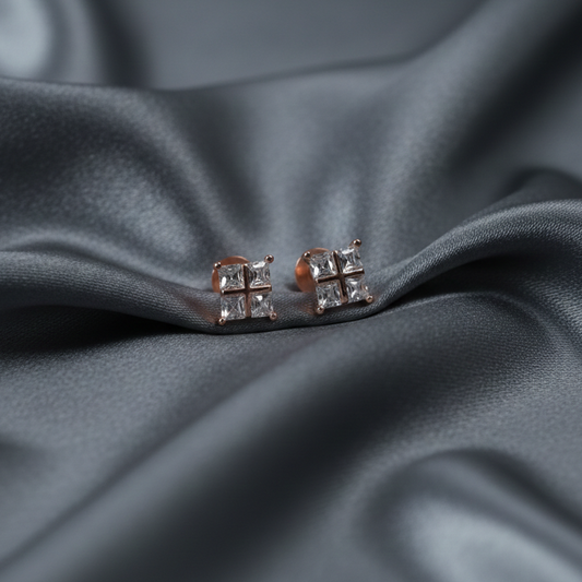 rose gold geometric stud jewelry