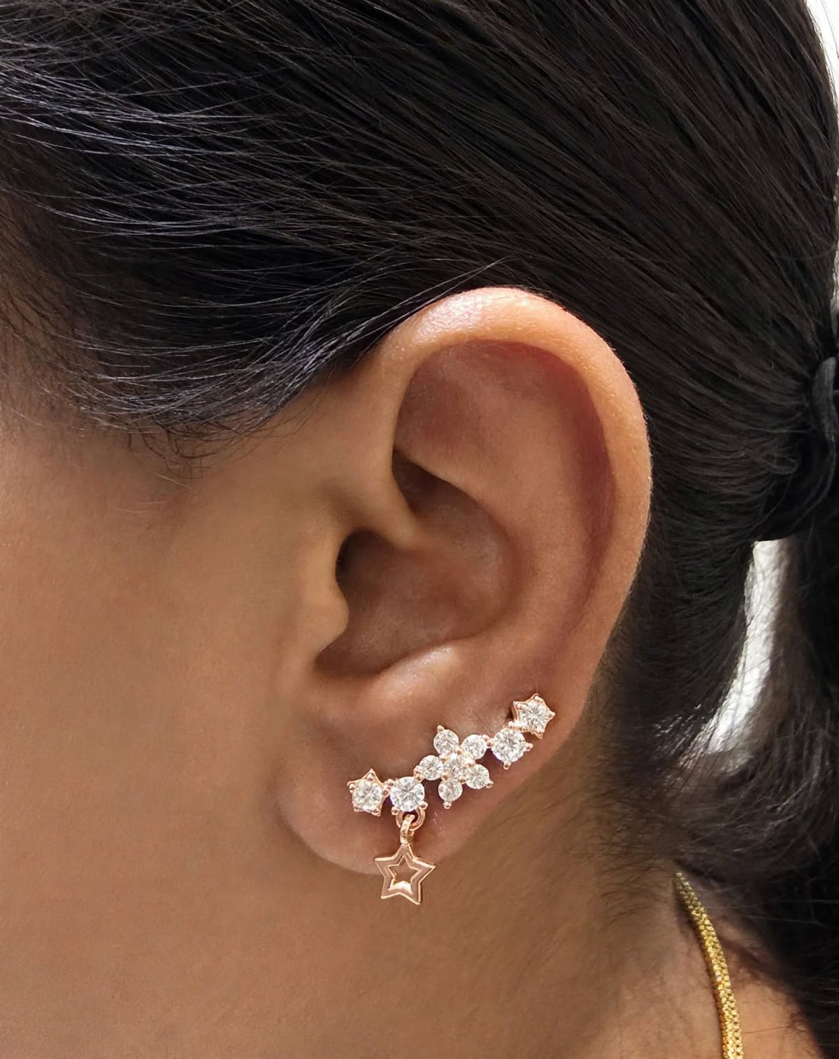 floral with stone earring