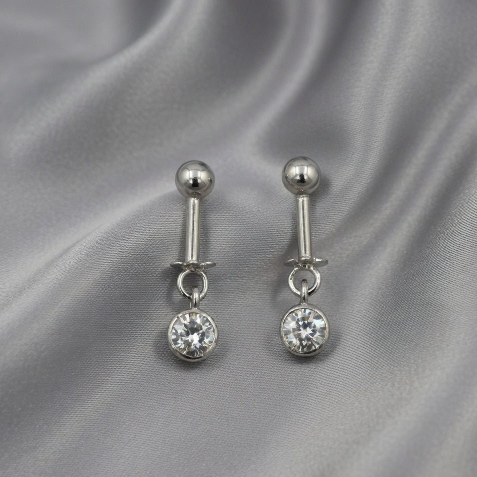 Minimal Classic Solitaire Drop Earrings