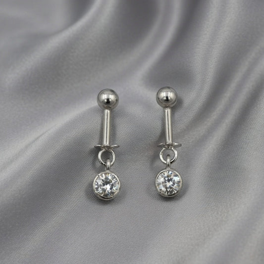 Minimal Classic Solitaire Drop Earrings