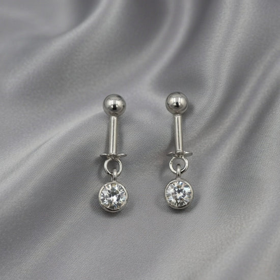 Minimal Classic Solitaire Drop Earrings