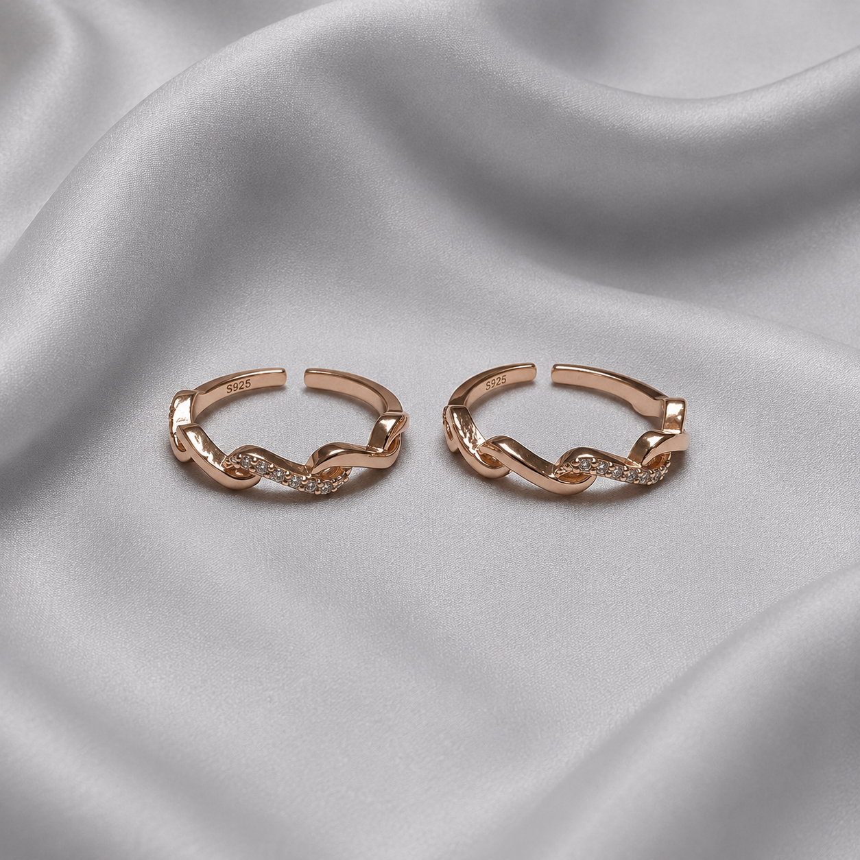rose gold twisted toe ring