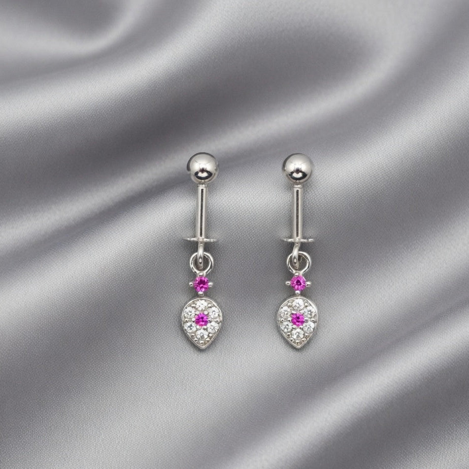Elegant Pink Teardrop Sparkle Earrings